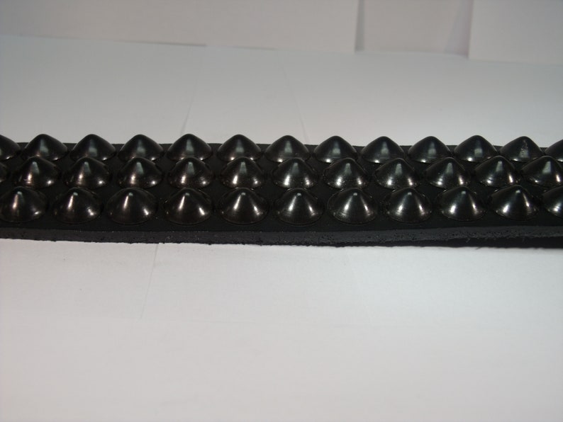 Vegan Friendly Material 1-3/4 45 mm Belt with 3 rows 1/2 13 mm Us/77 Cone Conical Studs Black/Matte Studded Spiked Made in U.S.A. NYC image 3