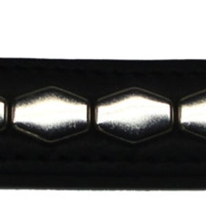 Handmade Stitched Black Latigo Leather Wristband 3/4" 19 mm band cuff bracelet Silver Hex hexagon Studs Steel snap closure premium quality image 5
