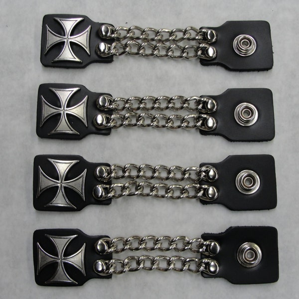Estensore Per Gilet Biker O Bracciale Da Polso – 4 Pezzi Doppia Fila Con Pelle, Taglia M, Nero - 5