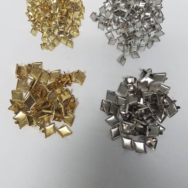 Diamond Studs 1/4 Nail head 7 mm Spot 3/8" Tack 10 mm Spikes Chrome/Silver Gold/Golden USA NYC Jacket Purse Shoe Leather Craft Tack Dot