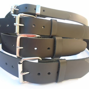 Premium Handmade Black Solid Thick Full Grain Leather Belt Men&#39;s Women&#39;s 3/4&quot; 1-1/4&quot; 1-1/2&quot; 1-3/4&quot; Wide Heavy Duty Thin Made in USA