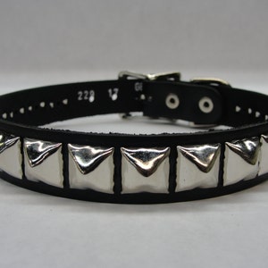 Vegan Friendly Material Collar Studded Spiked With Buckle closure Silver/Chrome Hardware Handmade in U.S.A. Cone Pyramid Round Dome Choker image 2