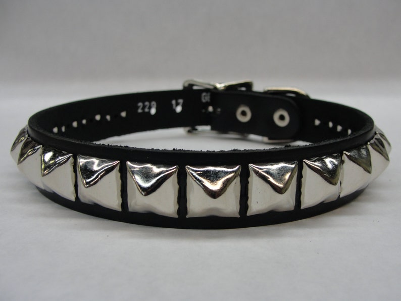 Vegan Friendly Material Collar Studded Spiked With Buckle closure Silver/Chrome Hardware Handmade in U.S.A. Cone Pyramid Round Dome Choker image 2