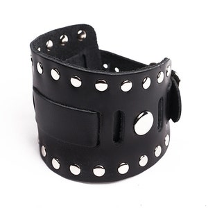Cinturino per orologio in pelle pieno fiore nero fatto a mano, stile militare, motociclista, rocker, USA, NYC, polsino da polso
