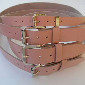 Premium Handmade Pink Solid Thick Full Grain Leather Belt Men&#39;s Women&#39;s 3/4&quot; 1-1/4&quot; 1-1/2&quot; 1-3/4&quot; Wide Heavy Duty Thin