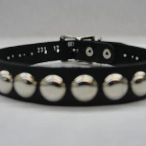 Vegan Friendly Material Collar Studded Spiked With Buckle closure Silver/Chrome Hardware Handmade in U.S.A. Cone Pyramid Round Dome Choker image 4