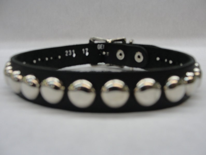 Vegan Friendly Material Collar Studded Spiked With Buckle closure Silver/Chrome Hardware Handmade in U.S.A. Cone Pyramid Round Dome Choker image 4