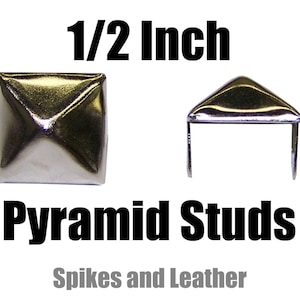 Perni piramidali quadrati da 1/2 pollice 25 mm PY/77 realizzati negli Stati Uniti, punte in argento/cromo, punti, teste dei chiodi, perni piramidali grandi standard, placcati in nichel