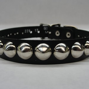 Vegan Friendly Material Collar Studded Spiked With Buckle closure Silver/Chrome Hardware Handmade in U.S.A. Cone Pyramid Round Dome Choker image 3