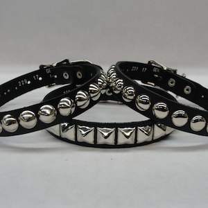 Vegan Friendly Material Collar Studded Spiked With Buckle closure Silver/Chrome Hardware Handmade in U.S.A. Cone Pyramid Round Dome Choker image 1