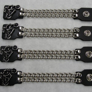 Angel Wheelie Motorcycle set of 4 handmade two row chain black leather vest extenders 4 and 6 length made in the USA Biker Motorcycle HD image 4