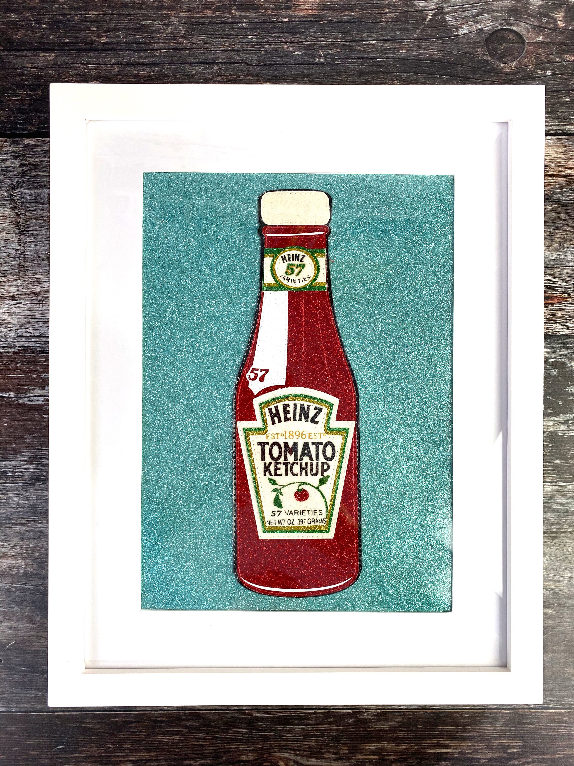 Enmarcado Heinz Tomato Ketchup Glitter Textile Art. Appliqué Etsy