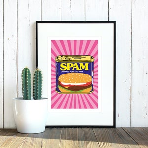 Retro Pop Art Print, Spam Tin Pop Art Print  - Fun Kitchen Print, Home Décor, Food, Wall Art, Gift