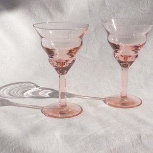 2 glasses Art Deco rose , wine , cocktails, 1960s Bild 8