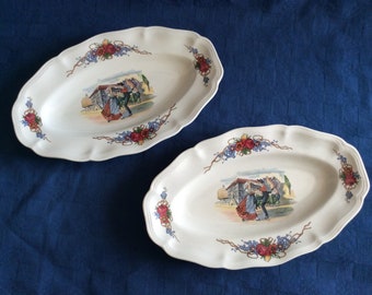 2 petits plats ovales en céramique , OBERNAI  Sarreguemines