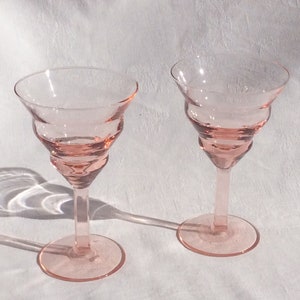 2 glasses Art Deco rose , wine , cocktails, 1960s Bild 7