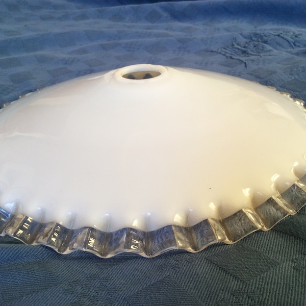 Antique white opaline pendant lamp / luminaire from 1960