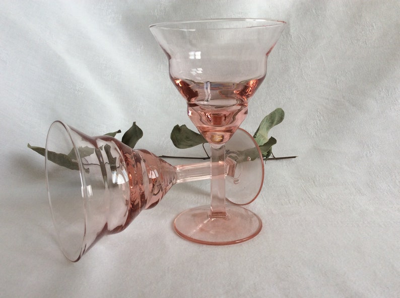 2 glasses Art Deco rose , wine , cocktails, 1960s Bild 9