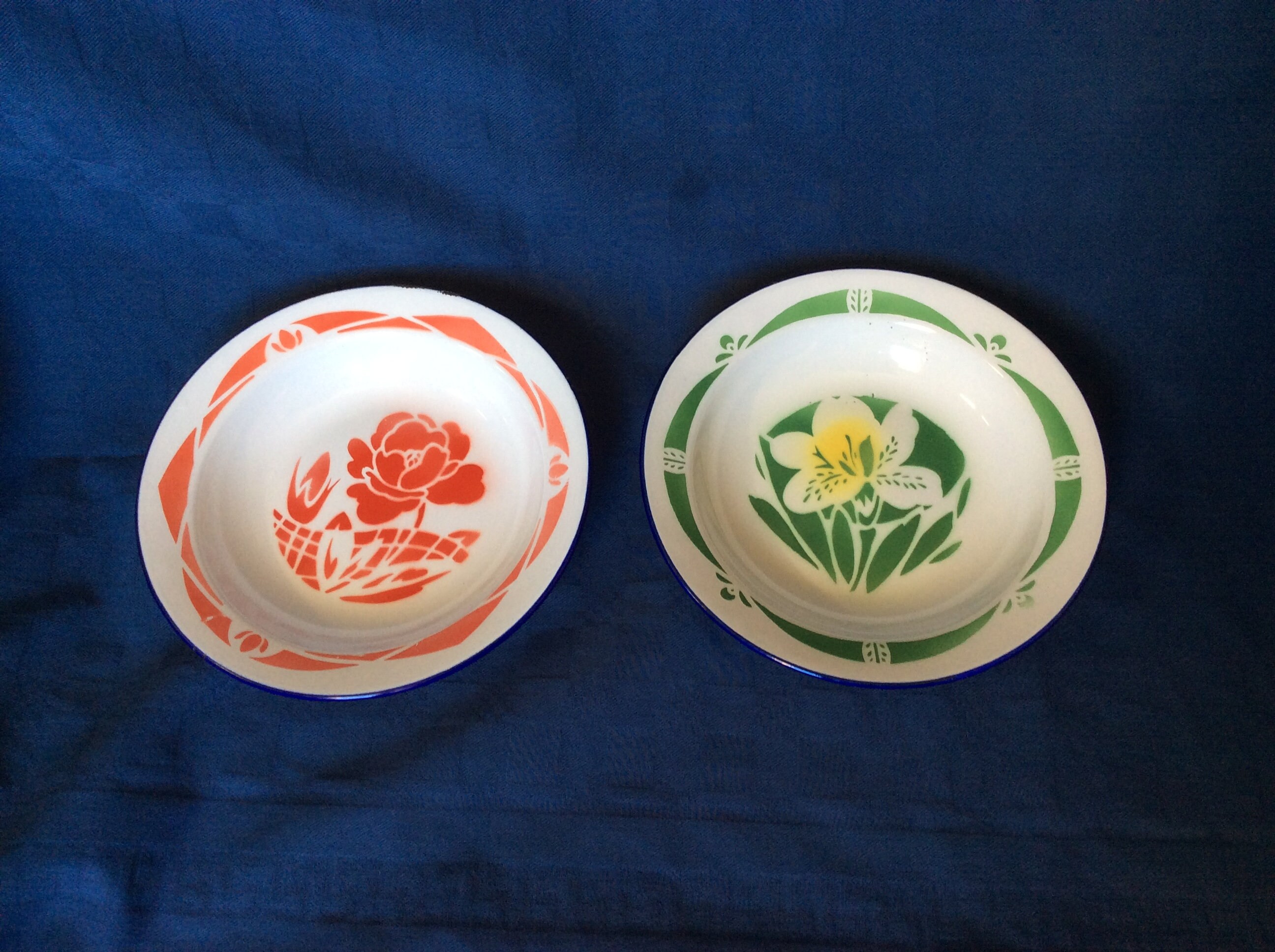 2 Petites Bassines Émaillées Fleuries, Bassines Vintage