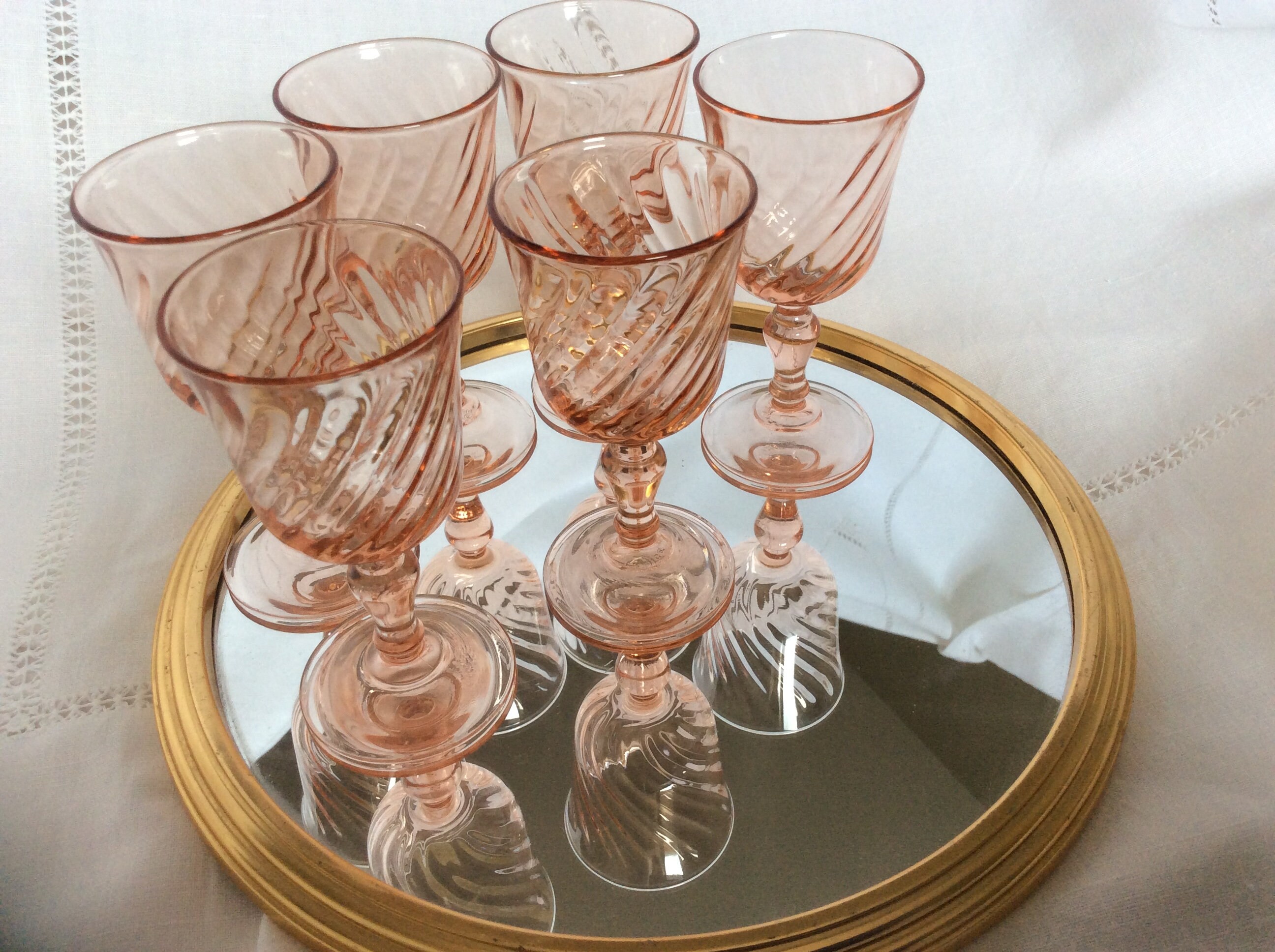 Lot De 4 Verres à Liqueur Vintage Luminarc - Modèle Rosaline, Années 1970 - État D'usage