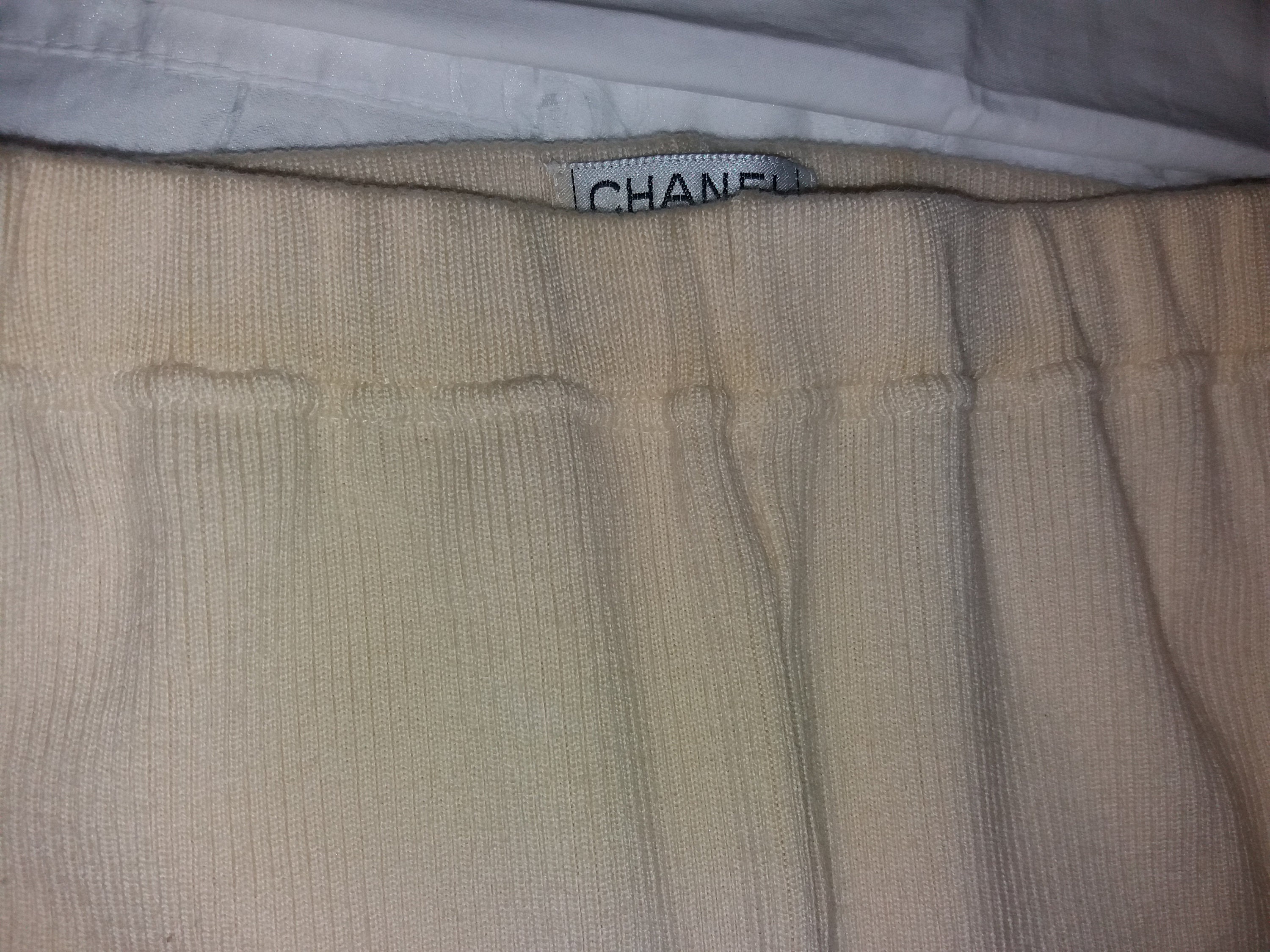 Authentic Chanel Vintage Wool Knit Leggings Pants 'CC' 