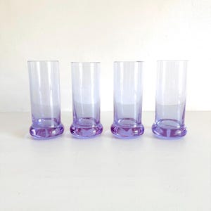 Set med 4 italienska highballglas i violett alexandrit – Vintage 1970-talsglas – Italienskt barglas från mitten av århundradet