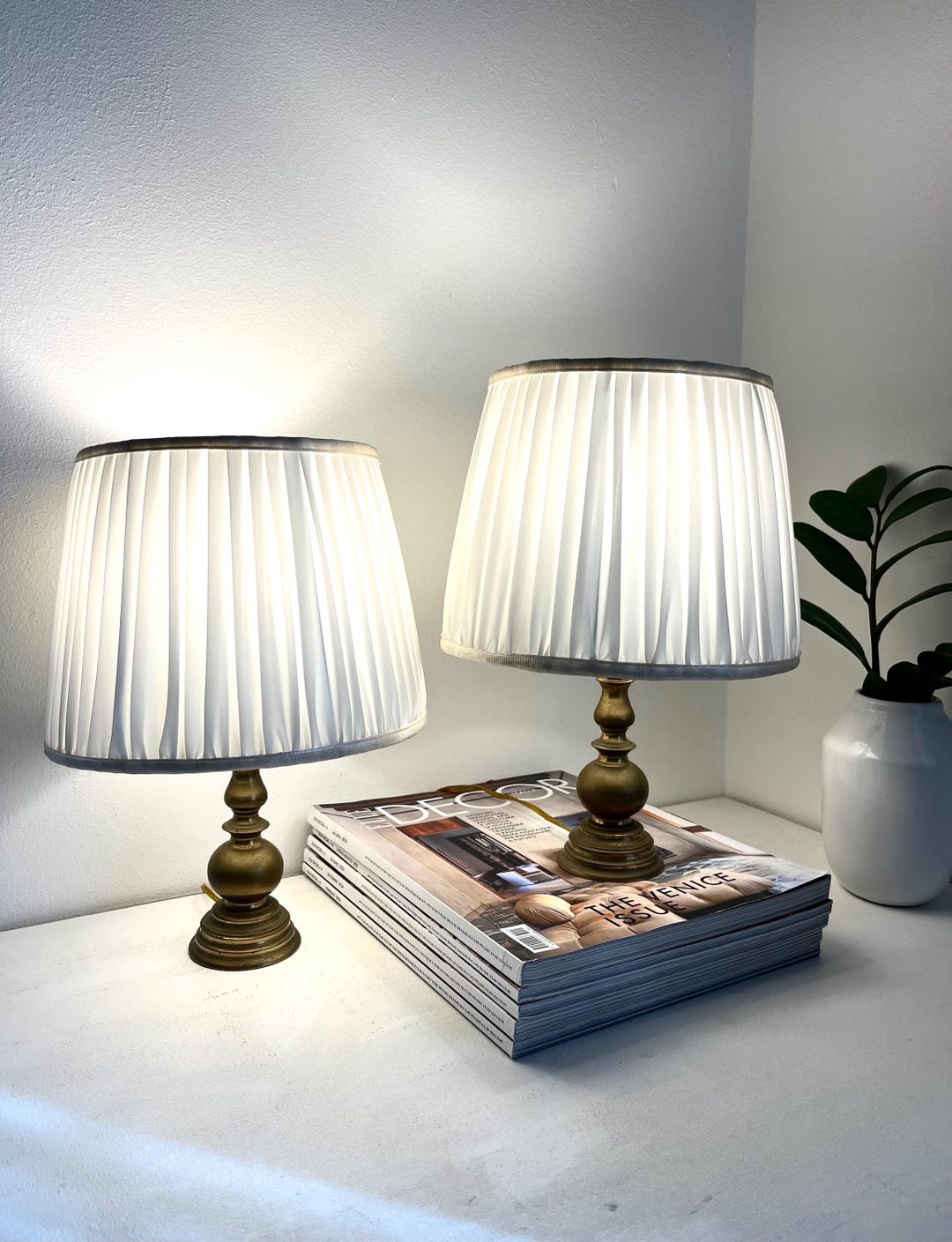 Pair of Small Brass Lamps - Bedside or Table Lamps, 1960's, Italy - Etsy