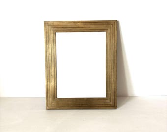 Vintage Brass Picture Frame – Rectangular with grooved Border Detail
