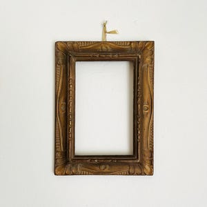 Small wooden antique hand carved gold picture frame, vintage picture frame Italian picture feame