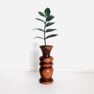Small wooden hand-turned vase, Scandinavian 1970s Hand-Turned Wooden Vase, small retro vase