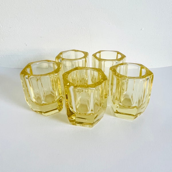 Yellow glassware, Set of yellow Glasses, liqueur glasses, yellow shot glasses