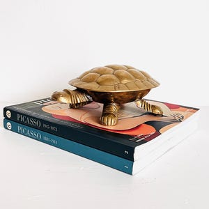 Joyero vintage de latón con forma de tortuga / Almacenamiento de baratijas con forma de animal caprichoso