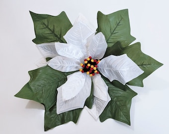 Vintage Large White Faux Poinsettia - Christmas Crafting