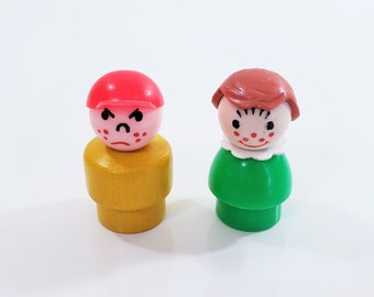 Vintage Fisher Price Freckled Boy With Cap, Freckled Girl, Fisher Price Boy, Fisher Price Girl, Little People