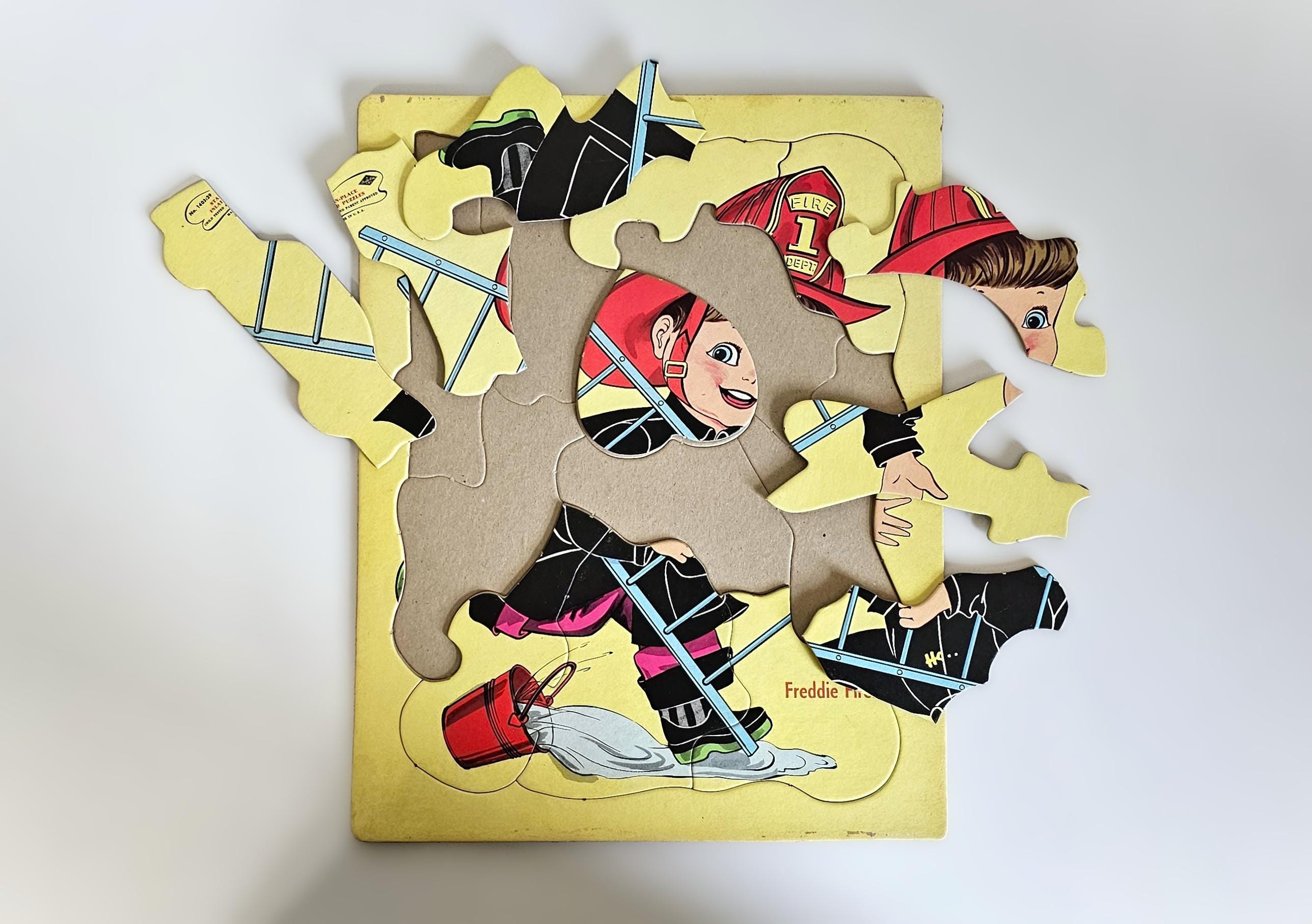 Vintage Inlaid Built Rite Puzzle, Freddie Fireman, Frame Tray Puzzle ...