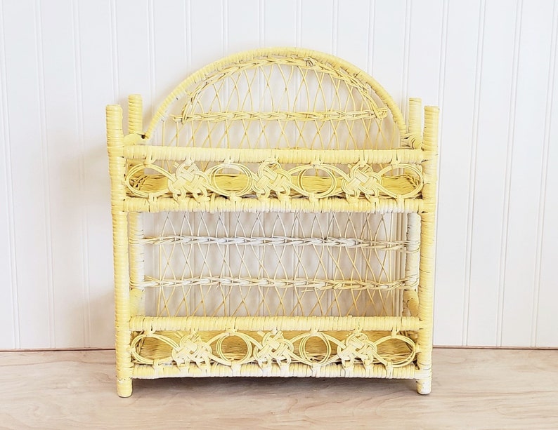 Vintage Wicker Shelf Yellow Wicker Shelf Wicker Bathroom Shelf Etsy
