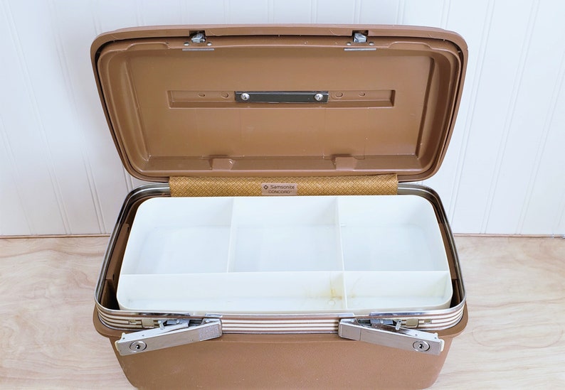 Vintage Samsonite Brown Train Case With Tray Samsonite Carry On Brown Luggage Brown Traincase Make Up Bag Craft Storage Doll Case