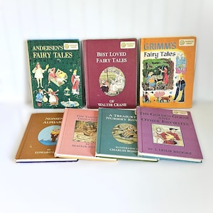 Vintage Dandelion Book Set, Double Sided Books, Fairy Tales, Nursery Rhymes, Dandelion Library Books
