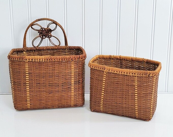 Vintage Wicker Mail Baskets Letter Basket Wicker Storage Etsy