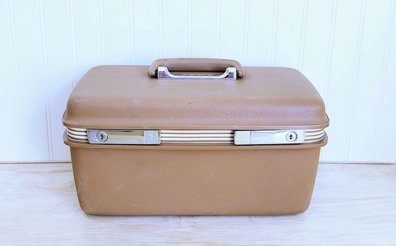 Vintage Samsonite Brown Train Case With Tray Samsonite Carry On Brown Luggage Brown Traincase Make Up Bag Craft Storage Doll Case