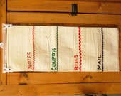 SALE Vintage Canvas Organizer Mail Holder Coupon Organizer 1970's Mail Holder Hanging Mail Holder Vintage Mail Holder Mail Orgainizer