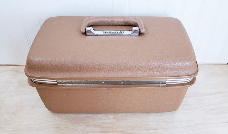 Vintage Samsonite Brown Train Case With Tray Samsonite Carry On Brown Luggage Brown Traincase Make Up Bag Craft Storage Doll Case