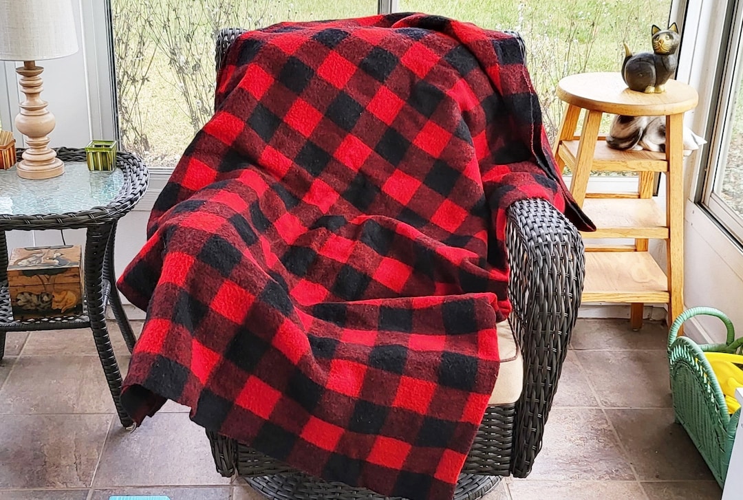 Vintage Buffalo Plaid Blanket Red Tartan Blanket Kenwood Etsy