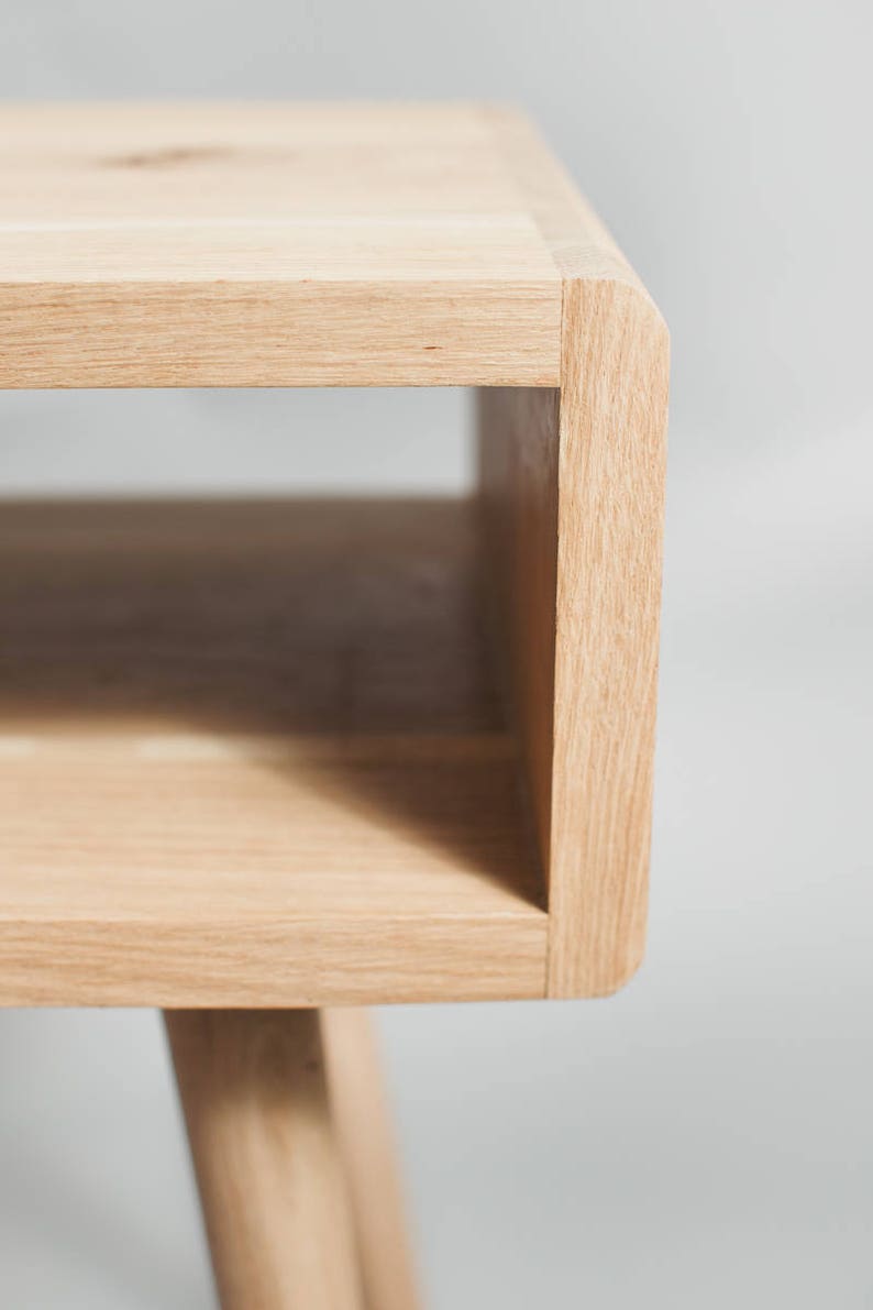 Solid Oak Bedside Table Vintage Retro Furniture Mid Etsy UK