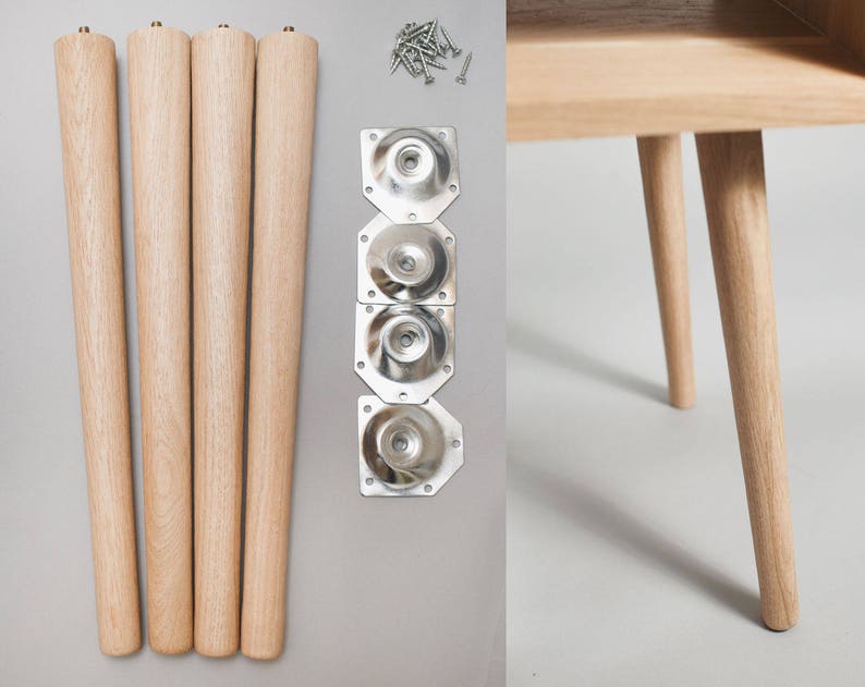 4 X Tapered Legs In Solid Oak Furniture Leg Coffee Table Image 0