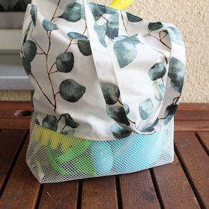 Carrying bag for sand toys, mesh bag, digging bag, eucalyptus