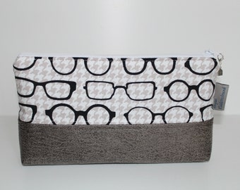 Trousse à stylos et trousse à maquillage à motif lunettes - trousse polyvalente polyvalente