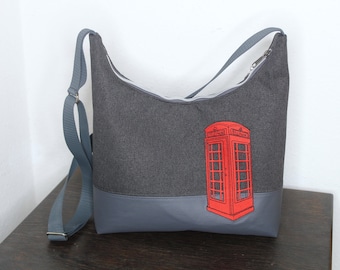 Shoulder bag for Great Britain fans - embroidered with red English telephone box
