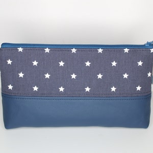 Stifttasche, Kosmetiktasche, blau mit Sternen