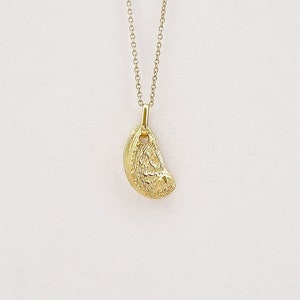 14K Gold Seashell Ancient Fossil Pendant. 14K Yellow Solid Seashell Charm. No Chain